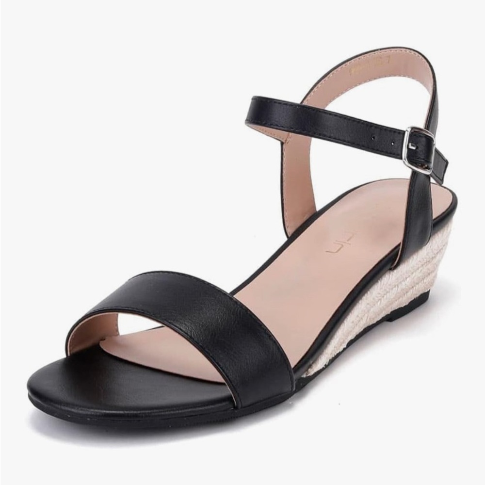 Women’s black espadrille wedges